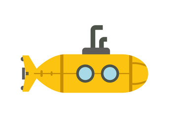 Submarino amarillo en fondo blanco