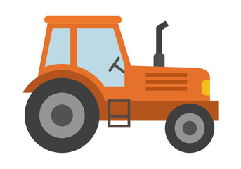 Tractor naranja estilo dibujo animado