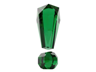Isolated Exclamation Mark Symbol in Green Glass Style to Add Emphasis and a Sense of Urgency