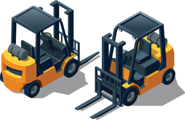 Isometric small industrial forklift