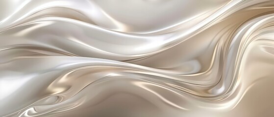 Obraz premium Minimal abstract background with smooth metallic waves in silver and champagne tones. Elegant flowing texture perfect for luxury design, fashion, or cosmetic branding.