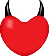 Red Heart with Devil Horns Illustration