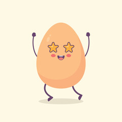 Happy Egg Mascot with Star Expression Illustration