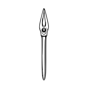 Vintage buttonhook, black line art, white backgrou