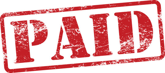 Paid Red Grunge Rubber Stamp