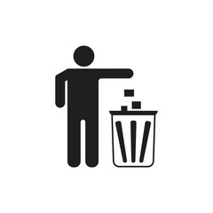 illustration of people throwing trash in its place. for logos or symbols and icons