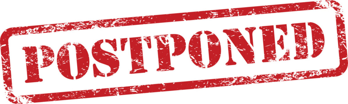 Postponed Red Grunge Rubber Stamp