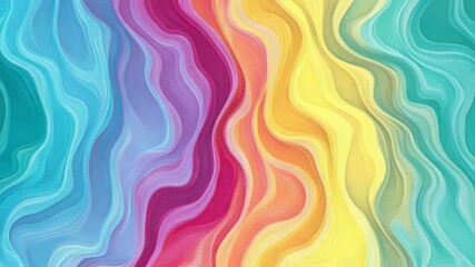 A vibrant abstract art piece featuring a colorful wave-like pattern that represents the spectrum of colors