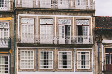 Traditional Portuguese Facade with Ornamental Windows