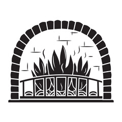 Fireplace Black Filled Vector Icon. fireplace mantel silhouette vector illustration. Mantelpiece symbol, logo illustration.