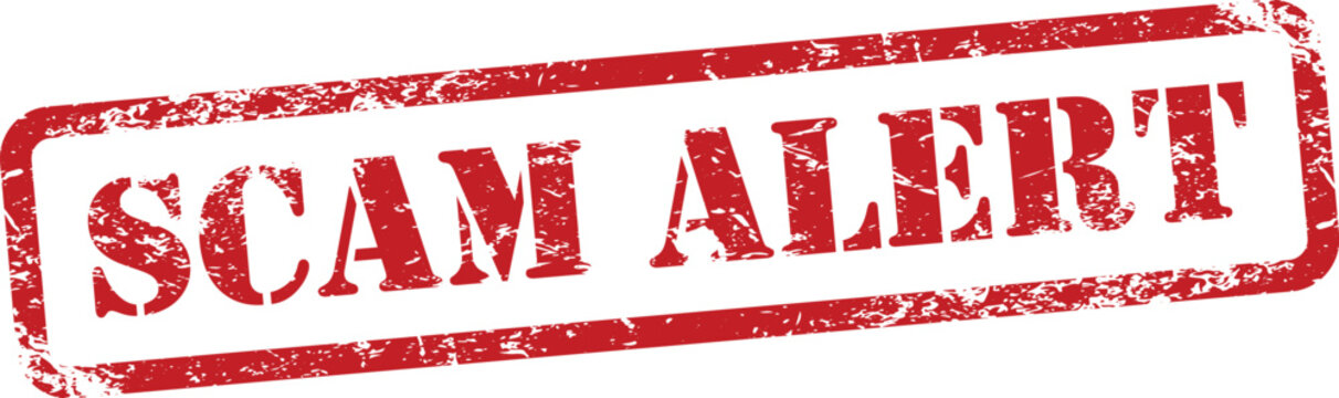 Scam Alert Red Grunge Text Stamp in Rectangular Border