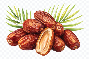 realistic delicious fresh dates in different style isolated on transparent background 