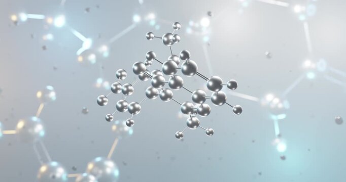 Nitromethaqualone rotating 3d molecule, molecular structure of sedative hypnotic seamless video
