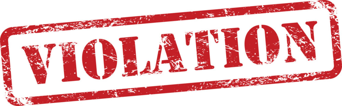 Violation Red Grunge Text Stamp in Rectangular Border