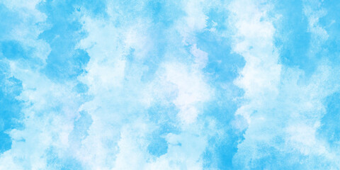 Fototapeta premium Abstrac blue sky in grunge style blue skt white clouds simple photography. t blue water color hand painted art victor illustration. Light sky blue shades watercolor background,
