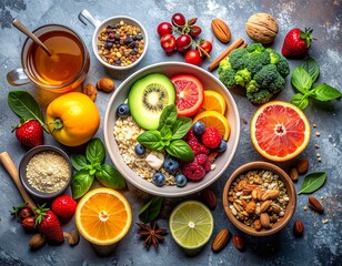 Top-View Healthy Lifestyle Food Composition
