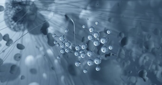 Methylmethaqualone rotating molecular 3d structure ball-and-stick model, looped video sedative hypnotic
