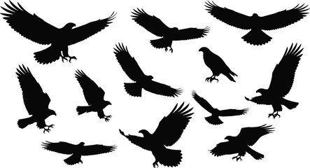 Obraz premium Large Vector Collection of Mountain Goat and Wild Ibex Silhouettes in Various Dynamic Poses, Including Rearing, Resting, Standing, and Running, Ideal for Outdoors Wildlife Design