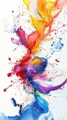 Obraz premium Watercolor abstract stocks movement swirling lines and splashes forming organic chart shapes vibrant edges depicting rapid trading rhythm and energy.