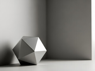 Abstract geometric shape rendered in metallic silver material