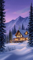 winter landscape with house