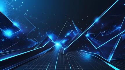 Abstract blue technology background with glowing star lines and speed motion wave design