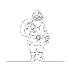 Santa Claus Line Art Christmas Outline Vector Illustration