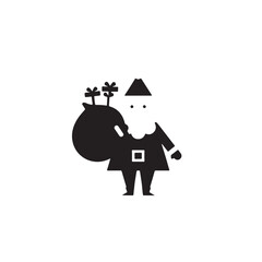 Santa Claus with Gift Bag Icon Christmas Santa Silhouette Design