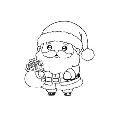 Cute Santa Claus Illustration Chibi Christmas Santa With Gift Bag Cartoon Santa Vector
