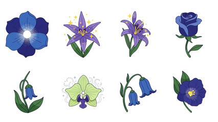 Collection of vibrant and detailed floral illustrations featuring various flowers and blossoms for