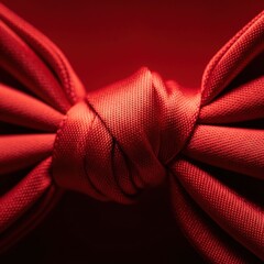 Red Ribbon Knot Macro Texture Fabric Close Up Textile Christmas Detail