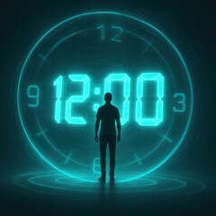 Fototapeta premium Person facing glowing clock