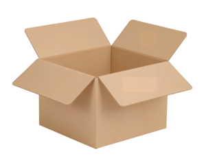 Leere quadratische Kartonbox Mockup offen, Kraftpapier png