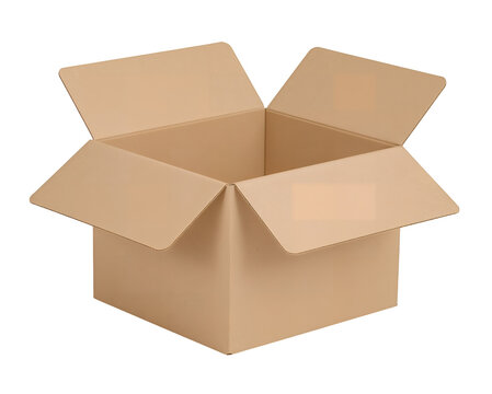 Leere quadratische Kartonbox Mockup offen, Kraftpapier png