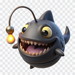 3D Plush Cotton Angler Monster Icon | Dark Cute Deep Sea Fish, Soft Toy Creature & Fantasy Ocean Symbol