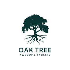 Obraz premium Oak Tree Logo Vector Design with Strong Roots Corporate Identity Symbol for Nature