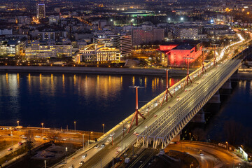 Budapest travel destination &ndash; Aerial night cityscape