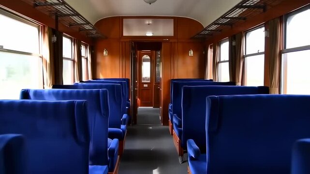 Nostalgic Journey Inside an Old Fashioned Railway Car.