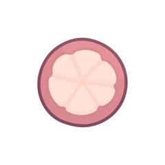 Mangosteen slice on a white background. Tropical fruit. Healthy nutrition.