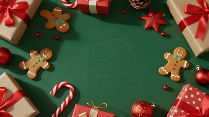 Christmas, Gingerbread, Cookies, Gifts, Decorations, Festive, Holiday, Green, Red, Presents