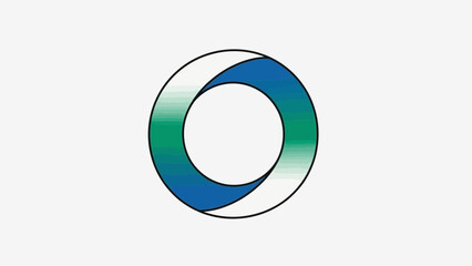 Abstract Geometric Symbol: A sleek, modern emblem, showcasing an elegant fusion of overlapping segments, harmonizing a blend of cool blue and vibrant green hues. 