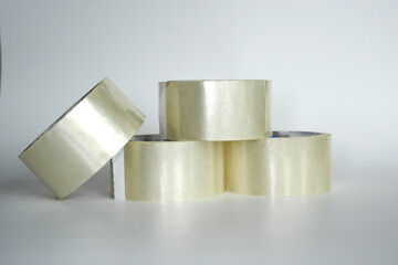 Rolls of transparent packing tape