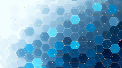 A modern digital design featuring an array of blue hexagonal patterns, showcasing technological advancements and data connectivity. The image has a futuristic and abstract aesthetic. - Powered by Adobe