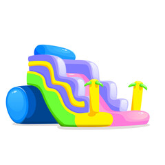 Rubber slide for children's playground. Summer fun for kids. Fun and colorful inflatable slide for children, isolated on a white background.