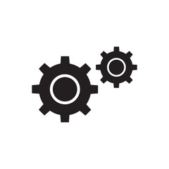 Gear and cogwheel icon. Settings configuration symbol, team cooperation, and industrial mechanism vector.