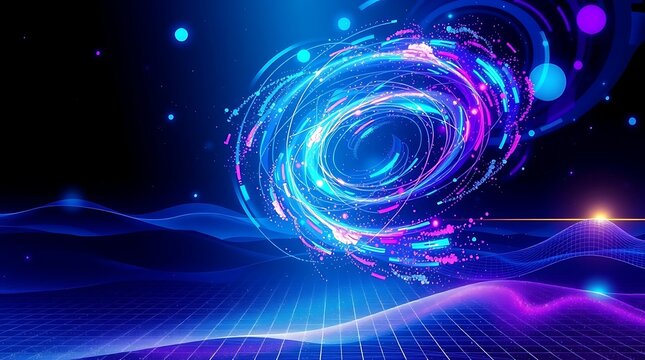 abstract blue background with stars - Powered by Adobe