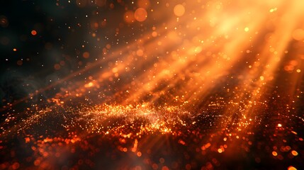 Glowing Golden Particles and Light Rays Abstract orange Photo