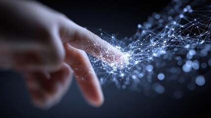 Fingertip touching digital network