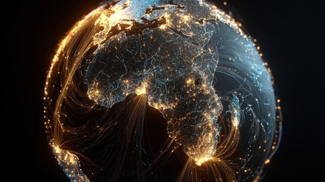 a glowing digital globe illustrating migration pathways symbolizing ai technology and global connectivity ideal for tech and innovation themes frances xavier cabrini day with ai