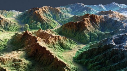 vivid digital terrain with peaks and valleys illustrating market dynamics